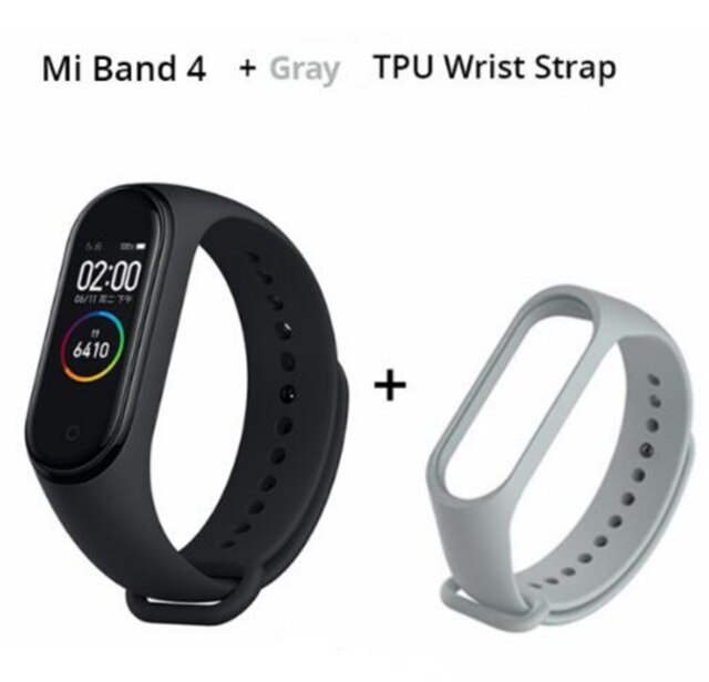 In Stock Original Xiaomi Mi Band 4 Smart Miband 3 Color Screen Bracelet Heart Rate Fitness Music Bluetooth 50M Waterproof Band4: add gray strap