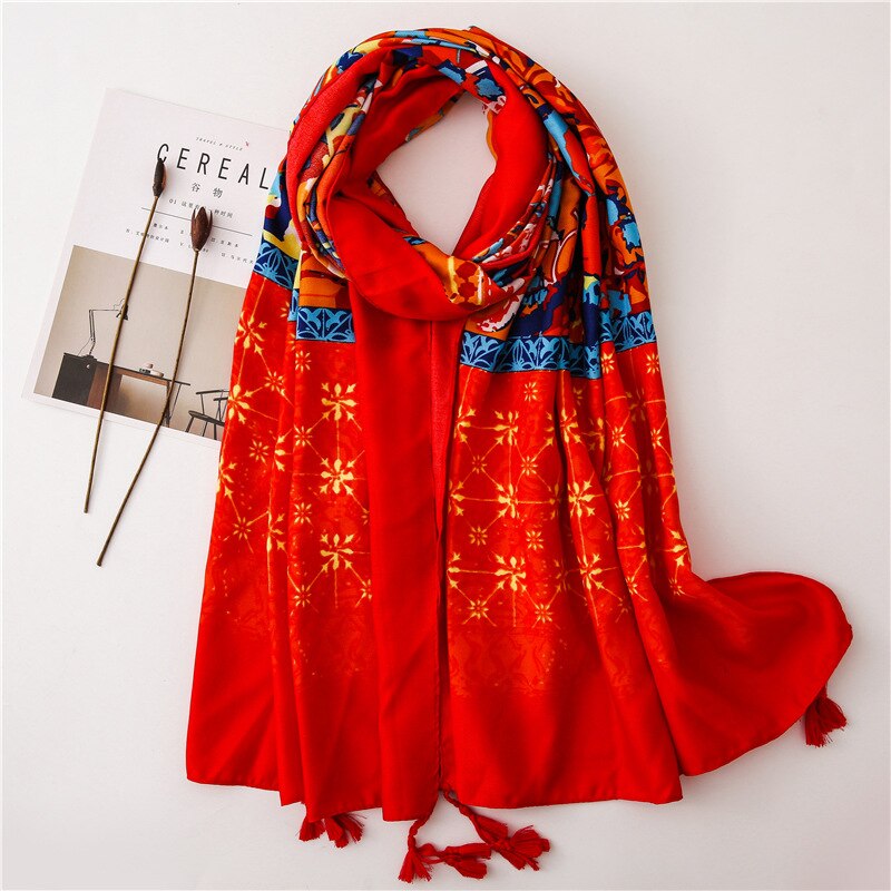 Écharpe pour femme, châles et écharpes chauds, doux et longs, style ethnique, imprimé, étoles de plage, écharpe hijab douce et chaude: 9