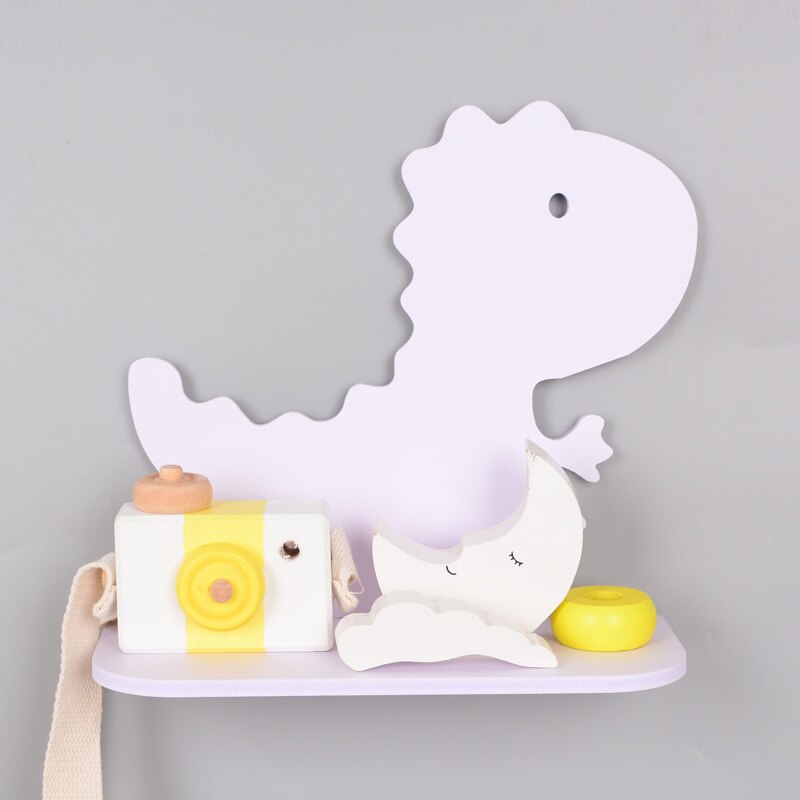 Estante de almacenamiento nórdico colgante con forma de dinosaurio de madera, estantes de almacenamiento, Decoración habitación de cumpleaños, JJJSN11531