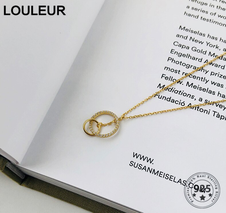 Louleur 925 colar de prata esterlina ciclo duplo design simples colar para mulher 2020 encantos jóias presente do dia dos namorados