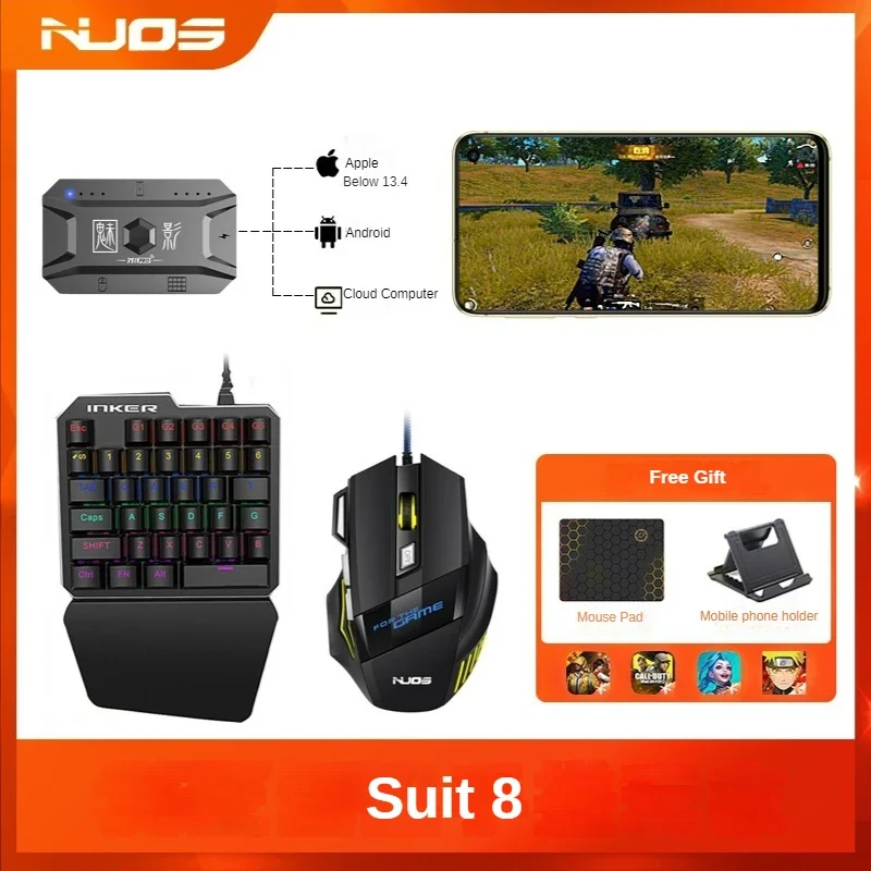 M1 Pro Mobile Game Controller 4-in-1-Maus-Tastatur-Adapter-Konverter BT V5.0 Programmierbarer Adapter, unterstützt IOS Android-System: Lila