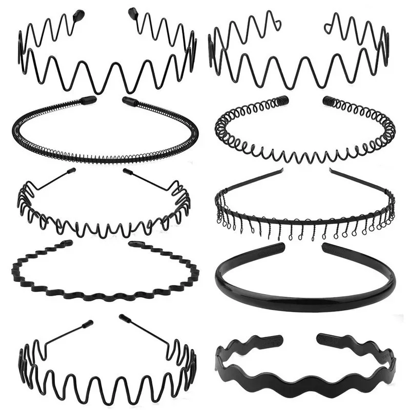 6 stks Wave Heren Vrouwen Unisex Zwart Golvend Haar Hoofd Hoepel Band Sport Hoofdband Haarband Hoofddeksels Haaraccessoires