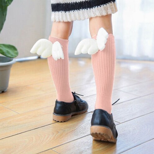 Børn småbørn piger flæser blød bomuld knæ høje ben varmere englevinger sokker nøgen 0-4y