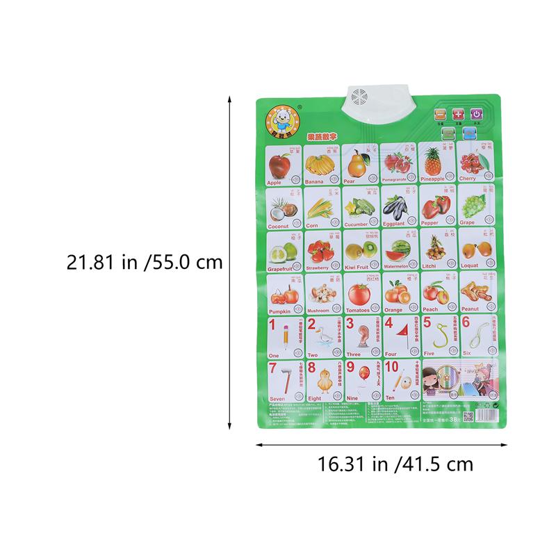 2Pcs Colorful Cartoon Kids Audio Chart Toddler Audio Chart for Kids Children Home