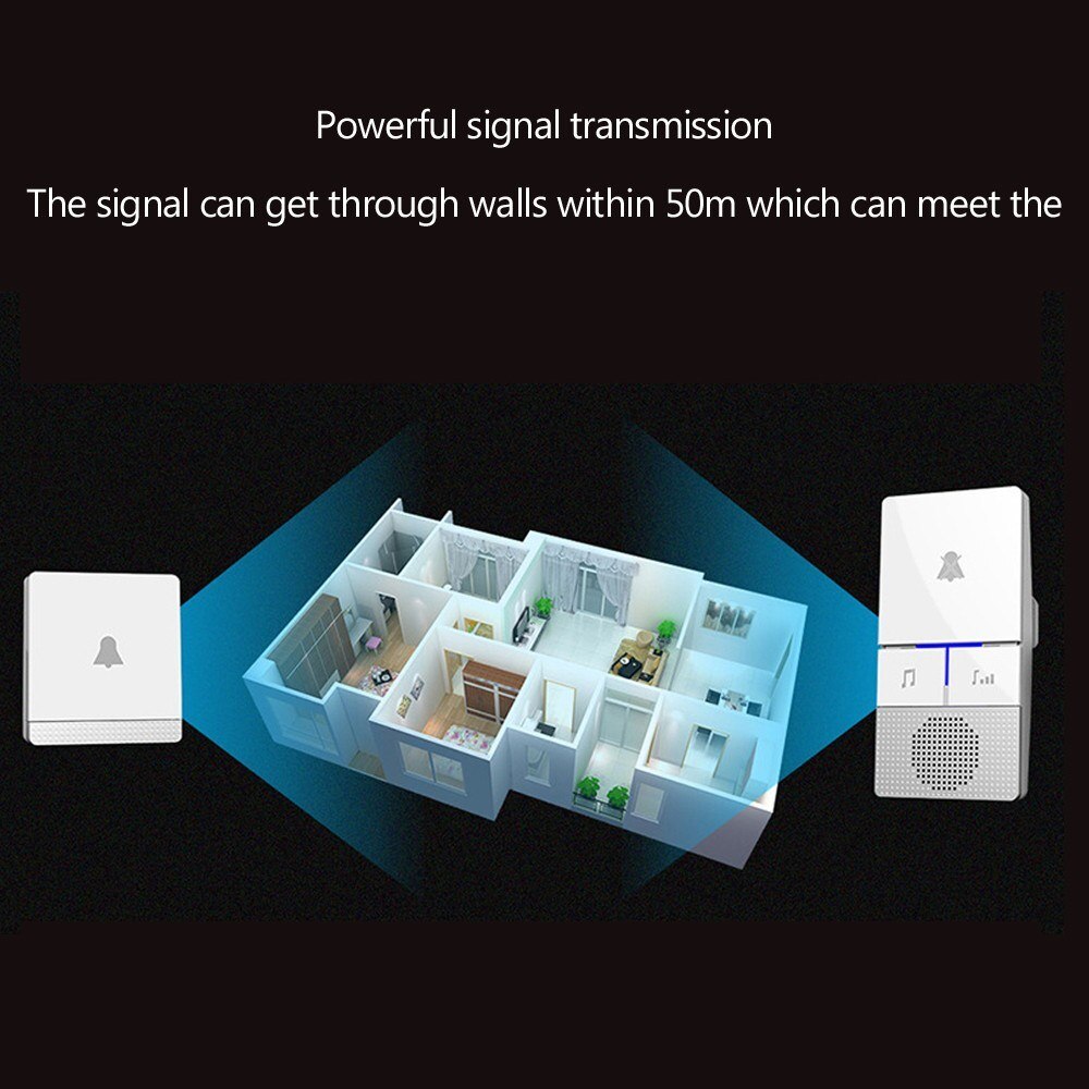 No Battery Wireless Doorbell Powerful Signal Transmission Adjustable Ringing Volume