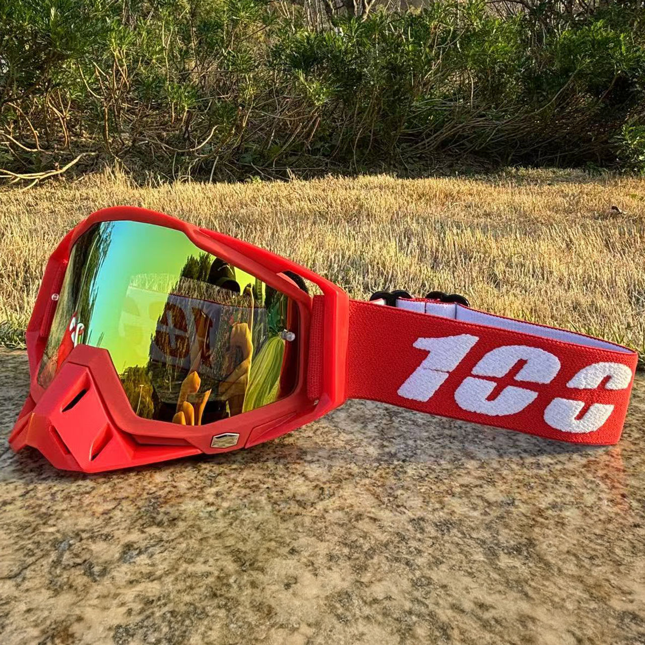 100 motorcykelglasögon skyddsglasögon motocrossglasögon hjälm mx moto dirt bike atv skidåkning utomhussporter glasögon skoter mask: Mörkgrå