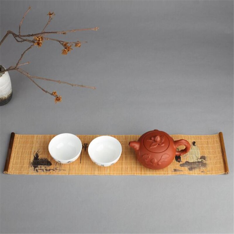 Japanese Zen Style Tea Mats Bamboo Weave Table Runners Curtains Trays Table Cover Kung Fu Tea Set Home Decor Coffee Tablecloth