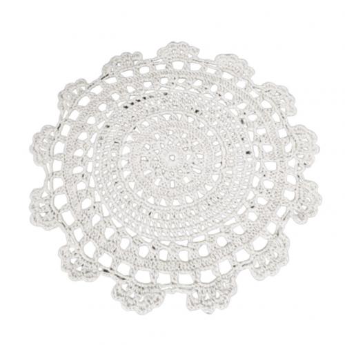 Vintage Crochet Cotton Placemat Cup Mug Coasters Table Tea Coffee Cushion Pad: White 45cm