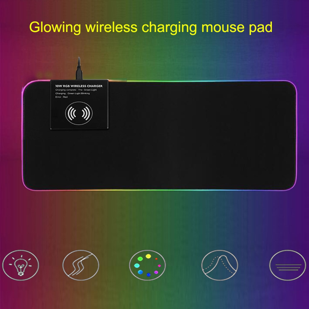 Qi Wireless Charger Large Extended RGB LED Lighting Keyboard Mat Gaming Mouse Pad 10W Quick Charging illuminated Mousepad Mats