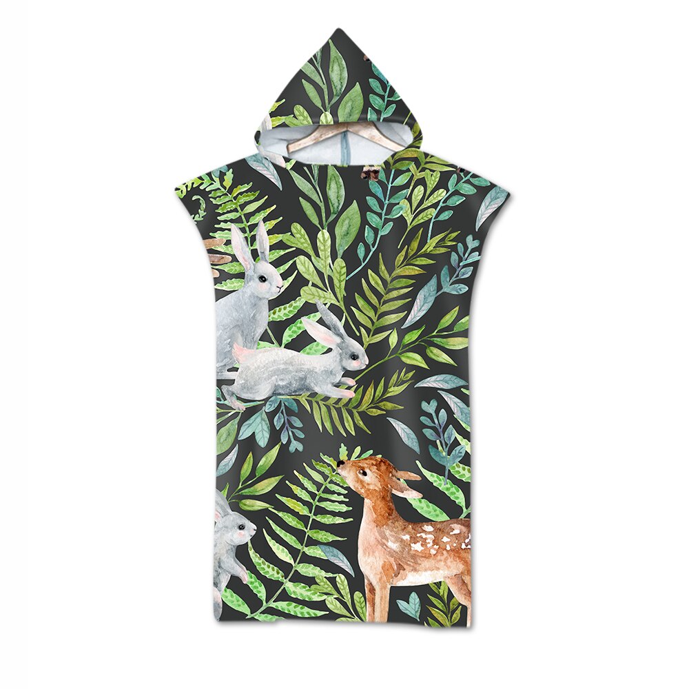 Blätter Druck Mikrofaser Strand Handtuch Kleid Mit Kapuze Kleid Poncho Schlecht Handtuch Bademantel Beachwear de plage Für Erwachsene Schwimmen Strand Surfen: 16