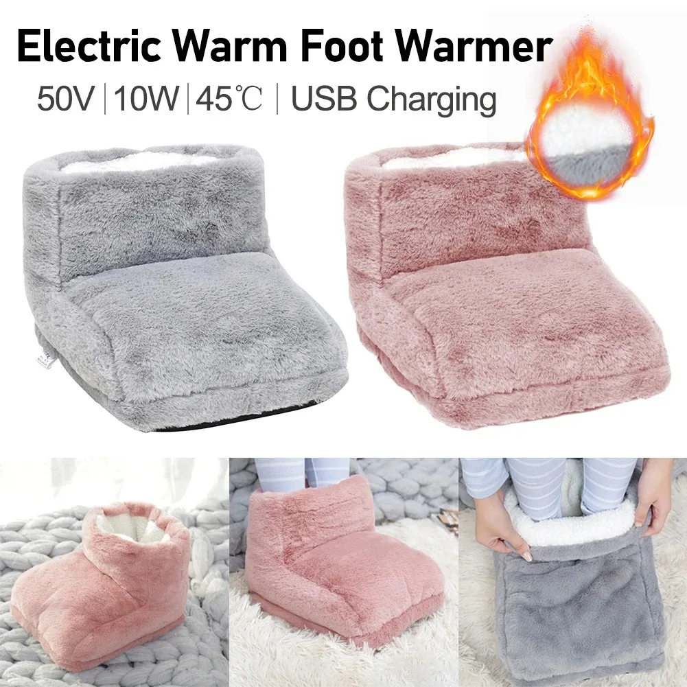 Usb Elektrische Kachel Voet Warmer Verwarmd Comfort Fleece Suède Kussen Paar Warme Voet Cover Voeten Verwarming Pads Voor Thuis Slapen
