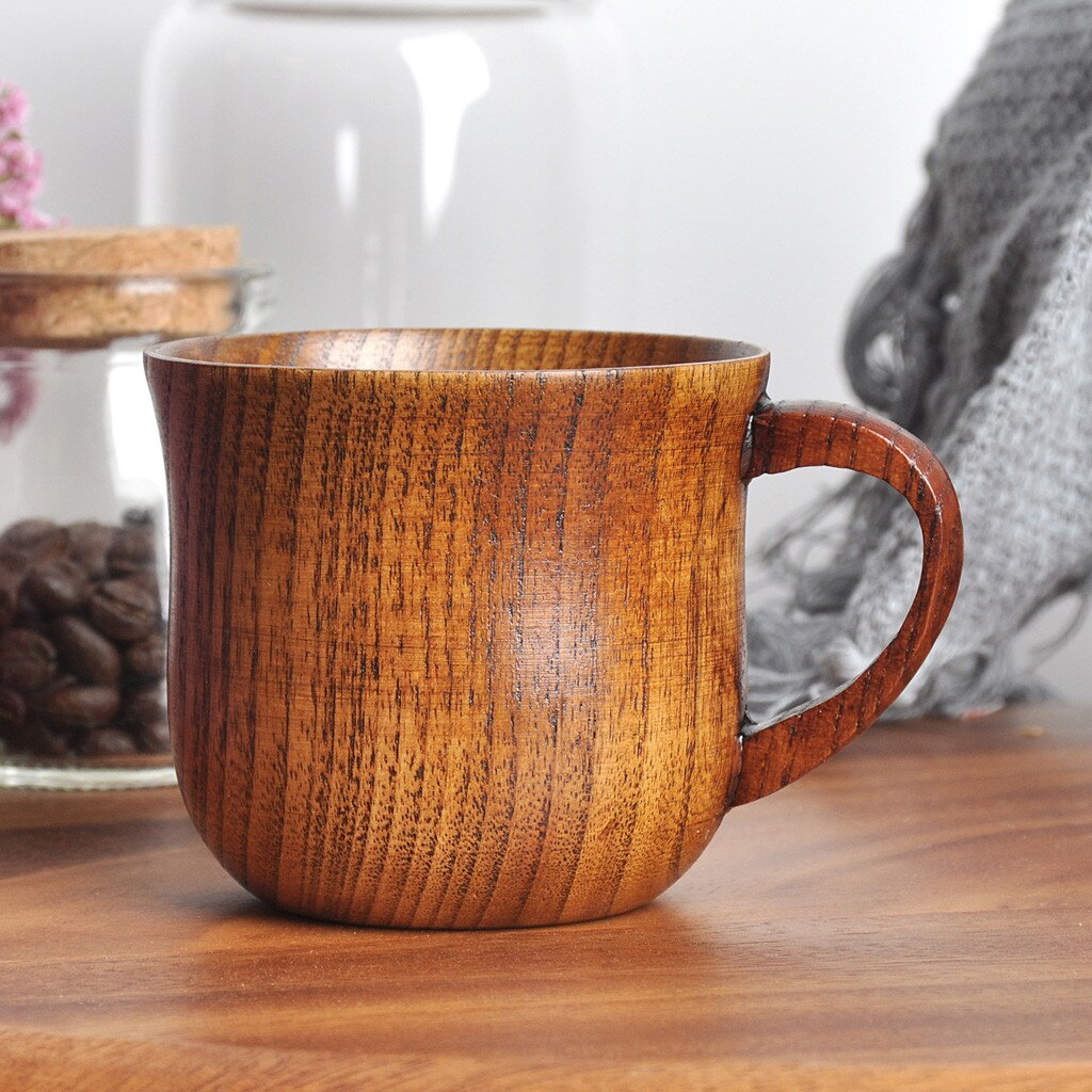 Taza de madera Natural para café, té, cerveza, jugo, leche, agua, vaso artesanal