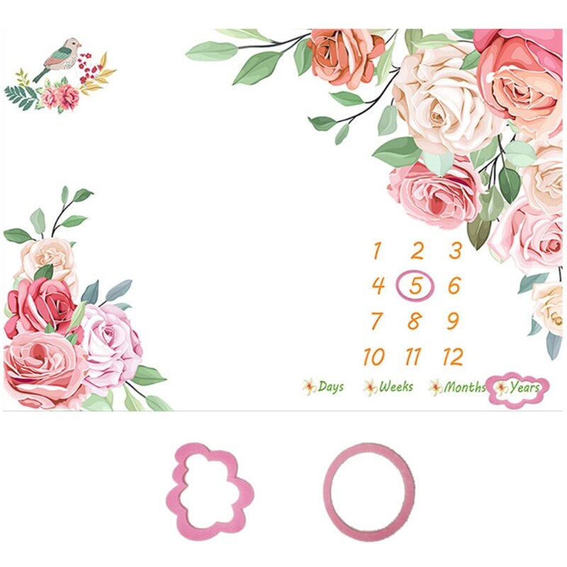 Cartoon Patroon Baby Baby Milestone Foto Props Achtergrond Dekens Achtergrond Doek Kalender Jongens Meisjes Foto Accessoires: C-M