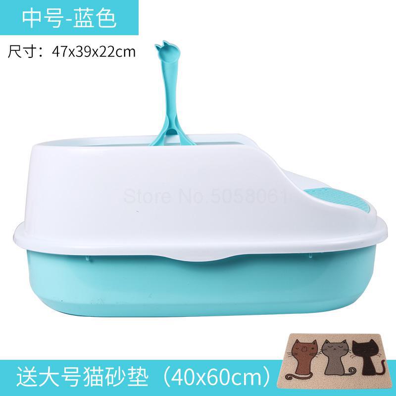 Cat Sand Pot Semi-closed Cat Toilet Anti-splash Small Kitten Feces Open Sand Pot Cleaning Supplies Big Size: fy3
