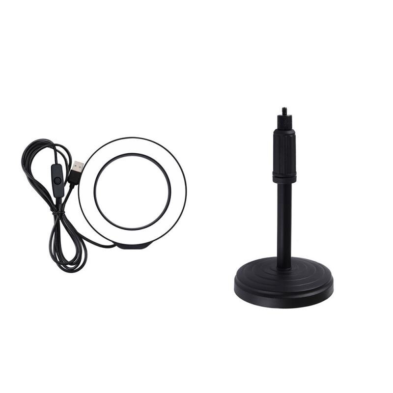 Video Ring Licht Mini Led Selfie Ring Licht Usb Ring Licht Fotografie Licht Telefoon Houder En Tripode Para Movil con Luz: Round tripod set