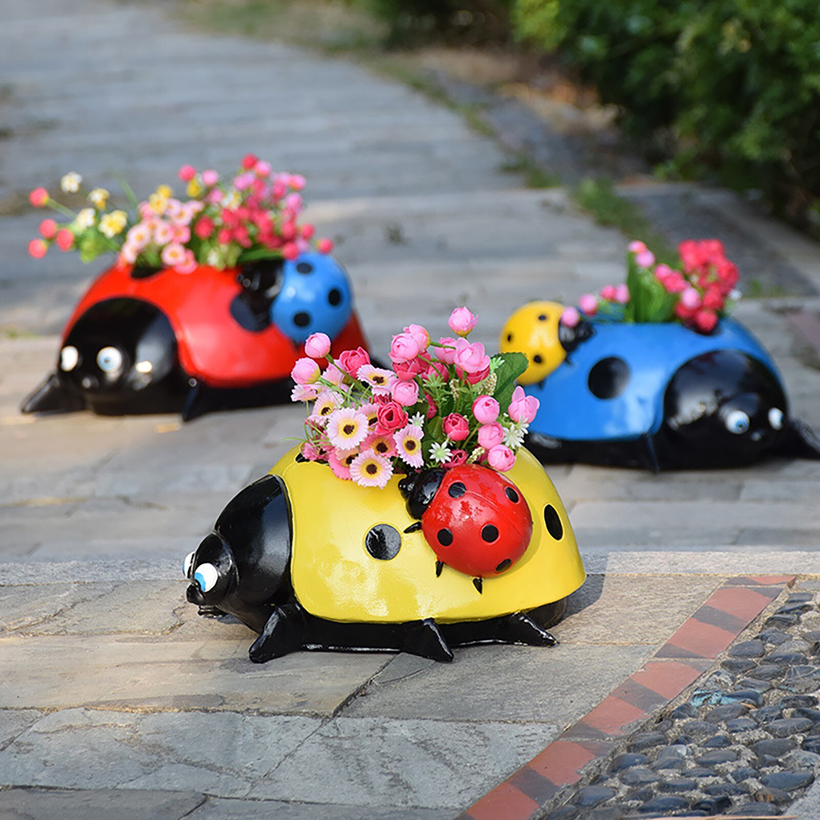 40# Garden Ladybugs Flower Pot Sketches Simulation Animal Garden Decoration Outdoor Planters Gardening Garden Pots Planters