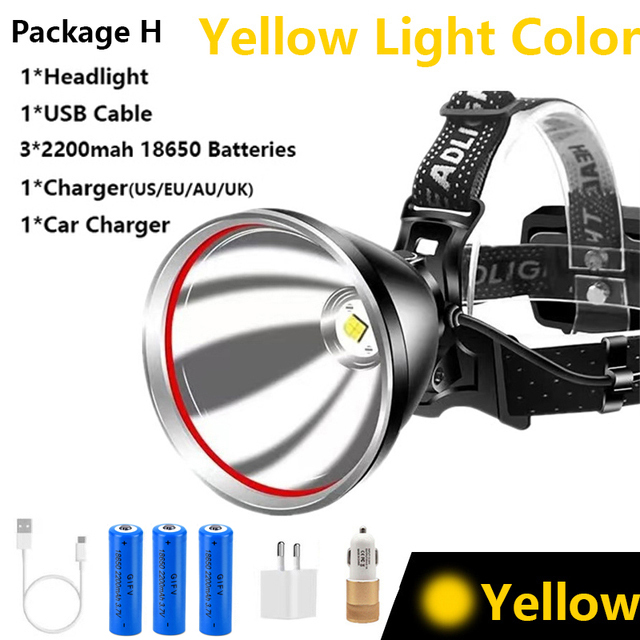 Super XHP90 exterior LED farol, USB recarregável cabeça lanterna, bicicleta lâmpada, tocha, mais poderoso, 500000LM, 1000m: Branco quente
