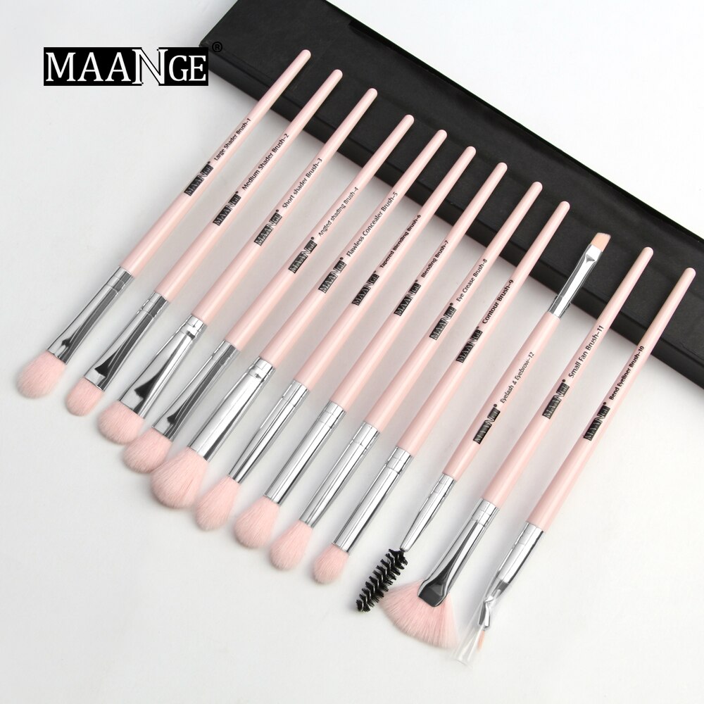 Make-Up Kwasten 12Pcs Eye Make-Up Kwasten Set Met Cosmestic Tas Oogschaduw Blending Make Up Borstel Voor Make-Up Beauty gereedschap Kit: 12pcs Pink