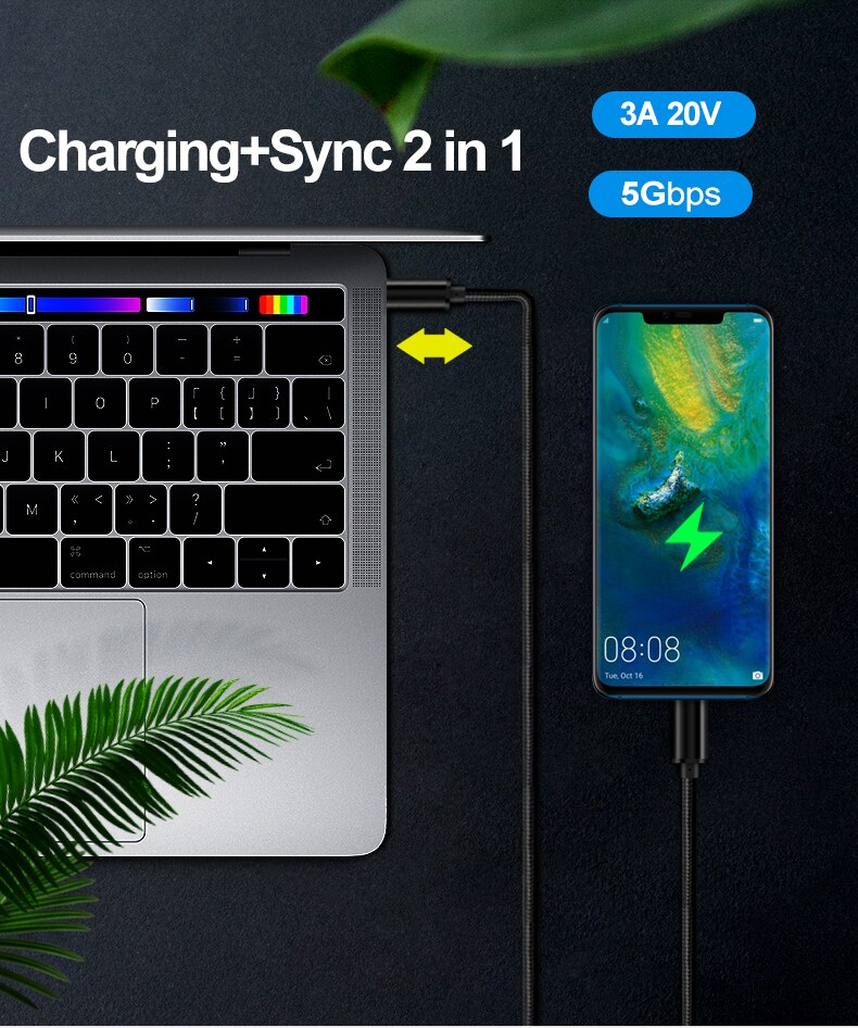 3M 10ft USB-C typ kabla PD 3A 60W szybkie ładowanie USB typ C przewód USB-C ładowarka 5GB Duńczyk dla Samsung galaktyka S20 Redmi Uwaga8 prochowiec