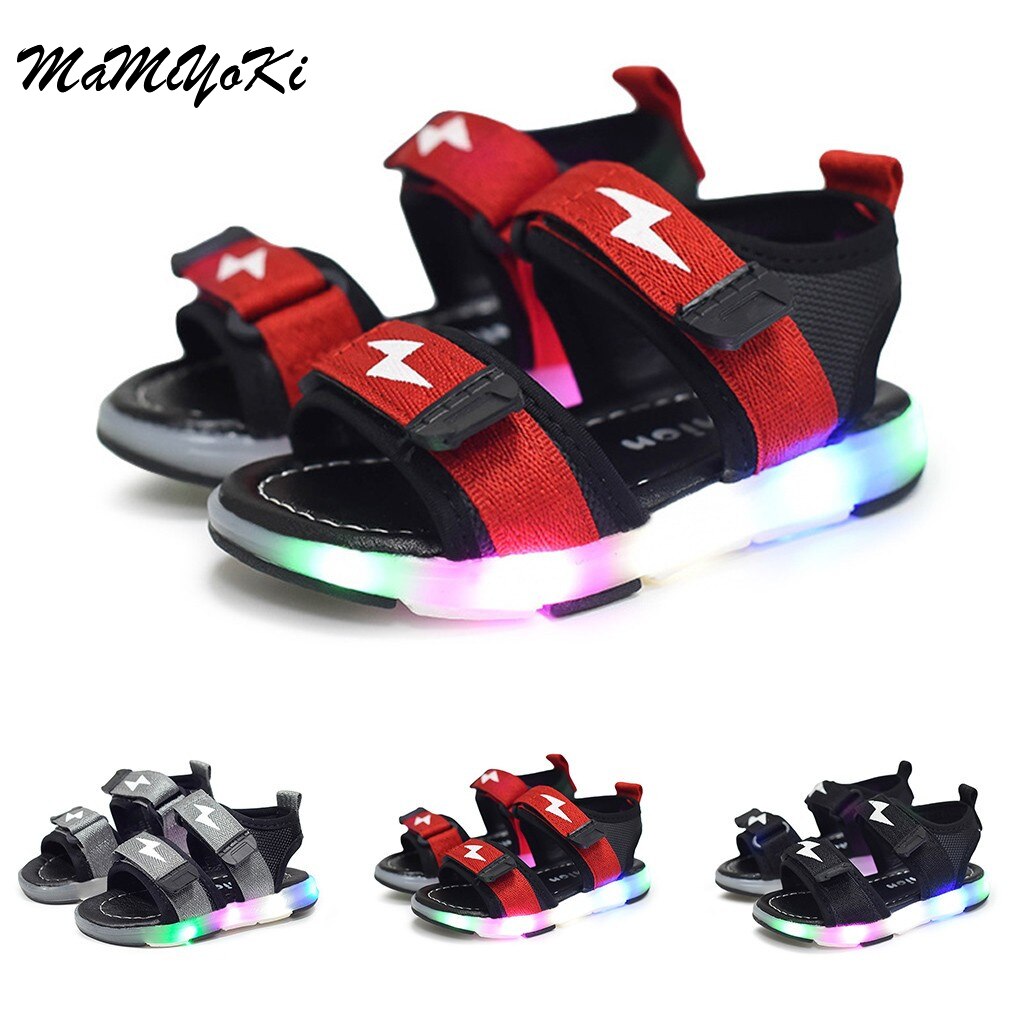 Children Sandals Summer Baby Boys Lightning Led Light Luminous Run Sport Sandals Sneakers Shoes Hollow Breathable Sandals