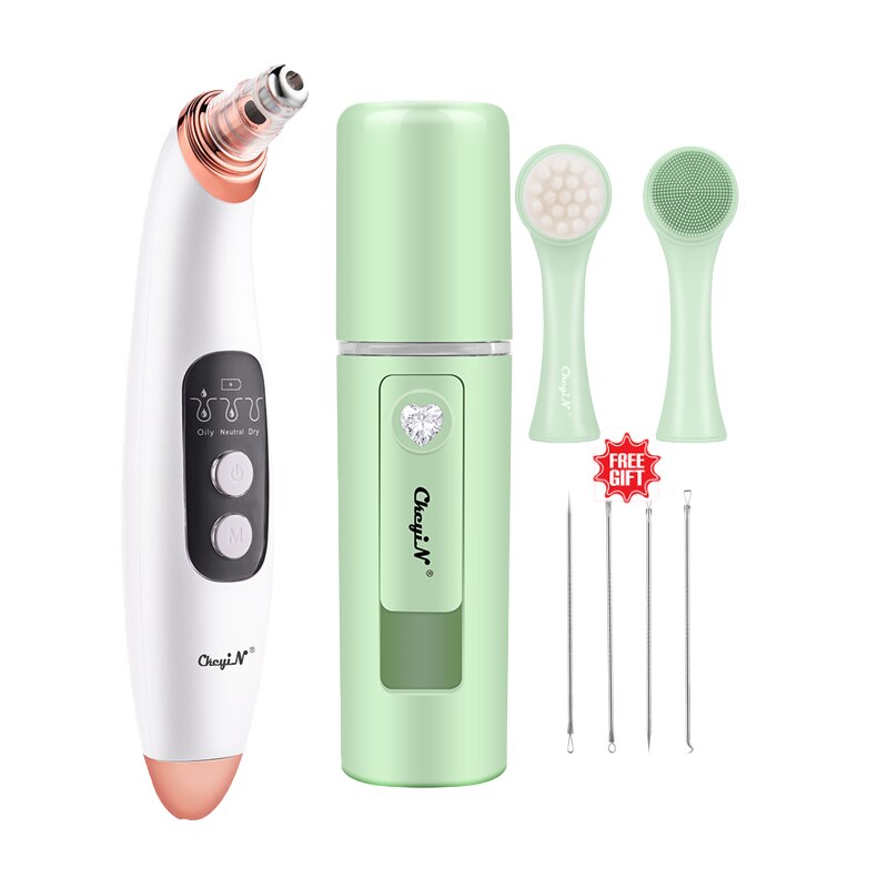 EMS ultrasons visage épurateur points noirs enlèvement tache extracteur acné décapant aspirateur peau visage Spayer pores nettoyant peau: WHITE