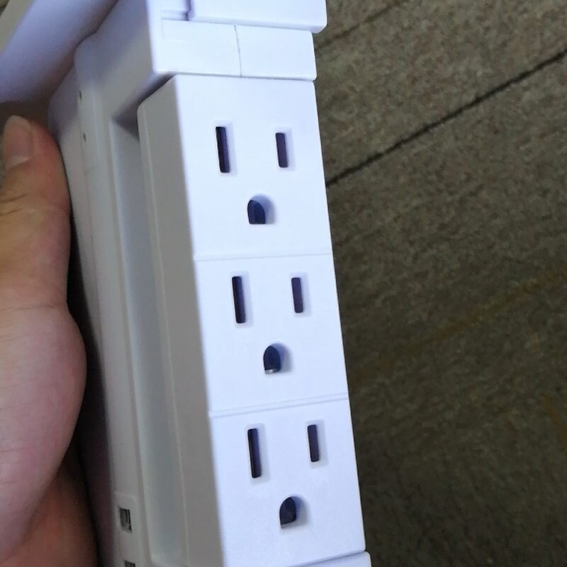 8 Port Wall Outlet Electrical 6 Outlet Extenders 2 USB Charging Ports with Shelf FQ-ing