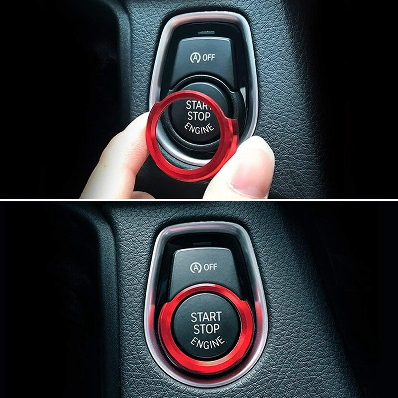 Red Aluminum Keyless Engine Push Start Button Decoration Ring Trim for BMW 2 3 4 Series X1 (F22 F30 F32 F34 F48)