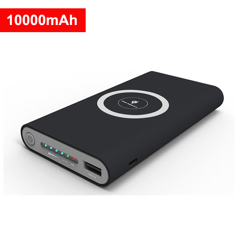 20000Mah Draadloze Power Bank Qi Draagbare Batterij Oplader Voor Iphone 12 11 Pro Samsung Xiaomi Power Bank Mobiele Telefoon powerbank: 10000mah Black