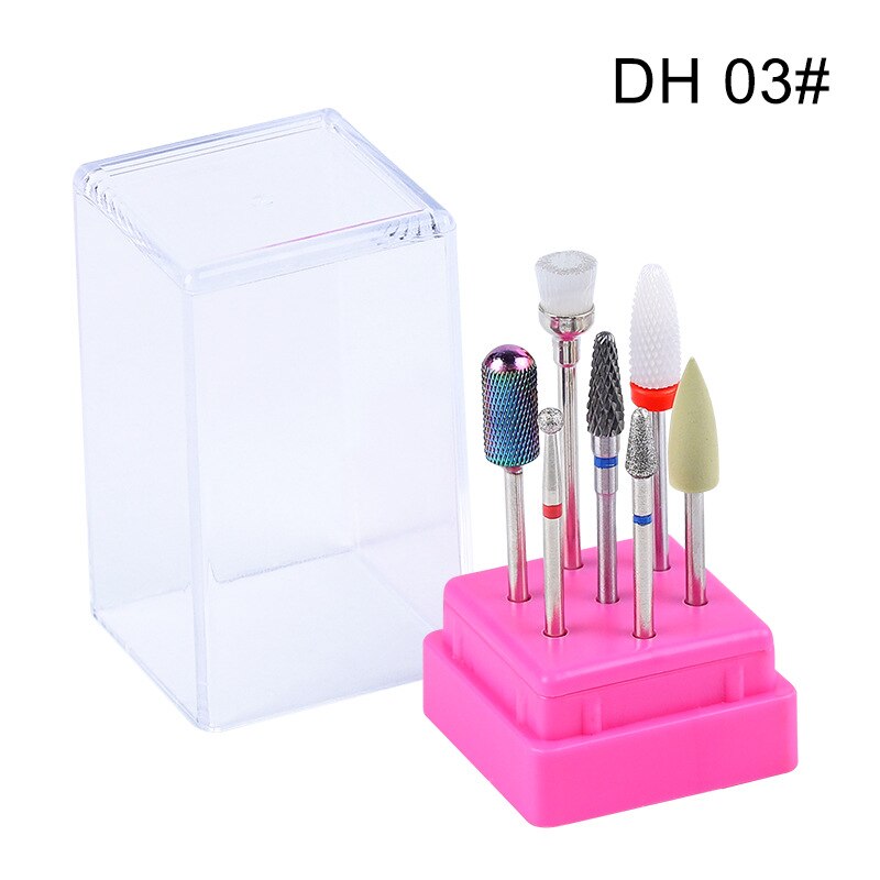 Juego de brocas para uñas, juego de brocas de cerámica con diamantes de 2,35mm para máquina de manicura, juego de brocas de cerámica para uñas, 7 Uds.: DH03