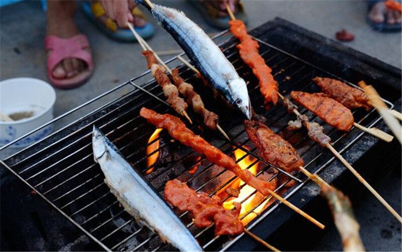 304 Edelstahl Grill Netto Obst Und Gemüse Ablauf Gestell Zimt Rollen Fleck Gegrilltes Fleisch Picknick Netz Ust Beständig Healt