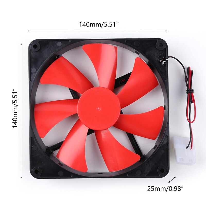 12V 4 Pin 140mm DC Silent CPU Cooling Fan High Airflow 2300RPM Speed Adjustable Computer Cooler Quiet for PC Chassis Radiating