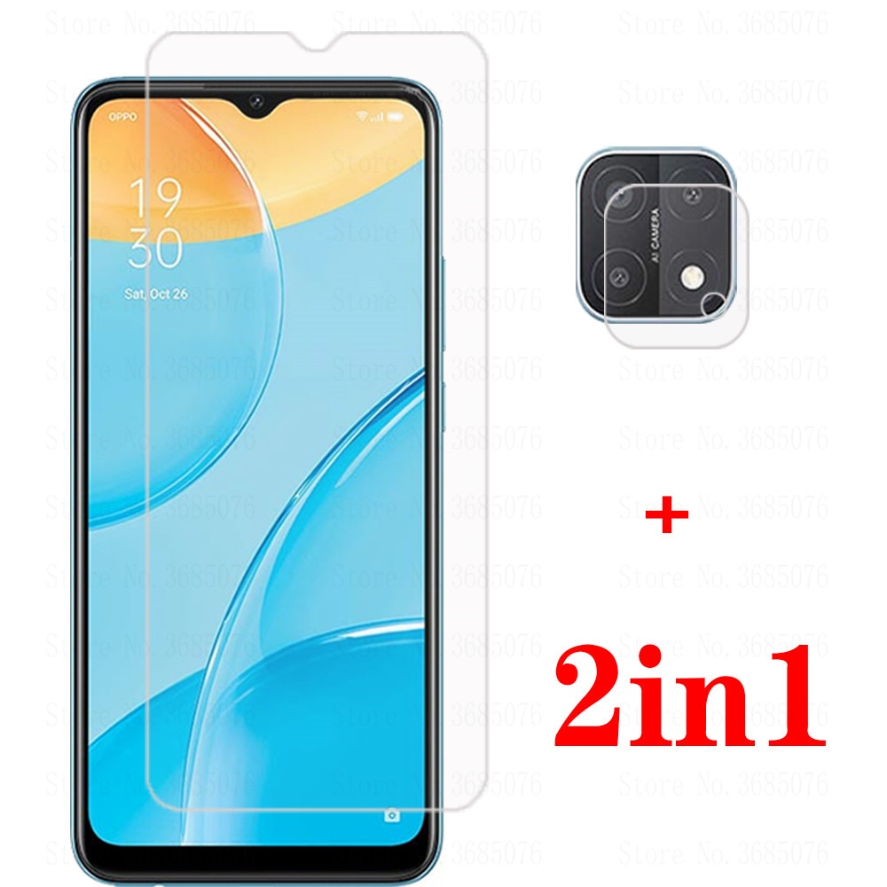 Protector de pantalla de cristal 2 en 1 para lente de cámara oppo a15, funda protectora para teléfono inteligente oppo a15 a 15 15a 6,52"