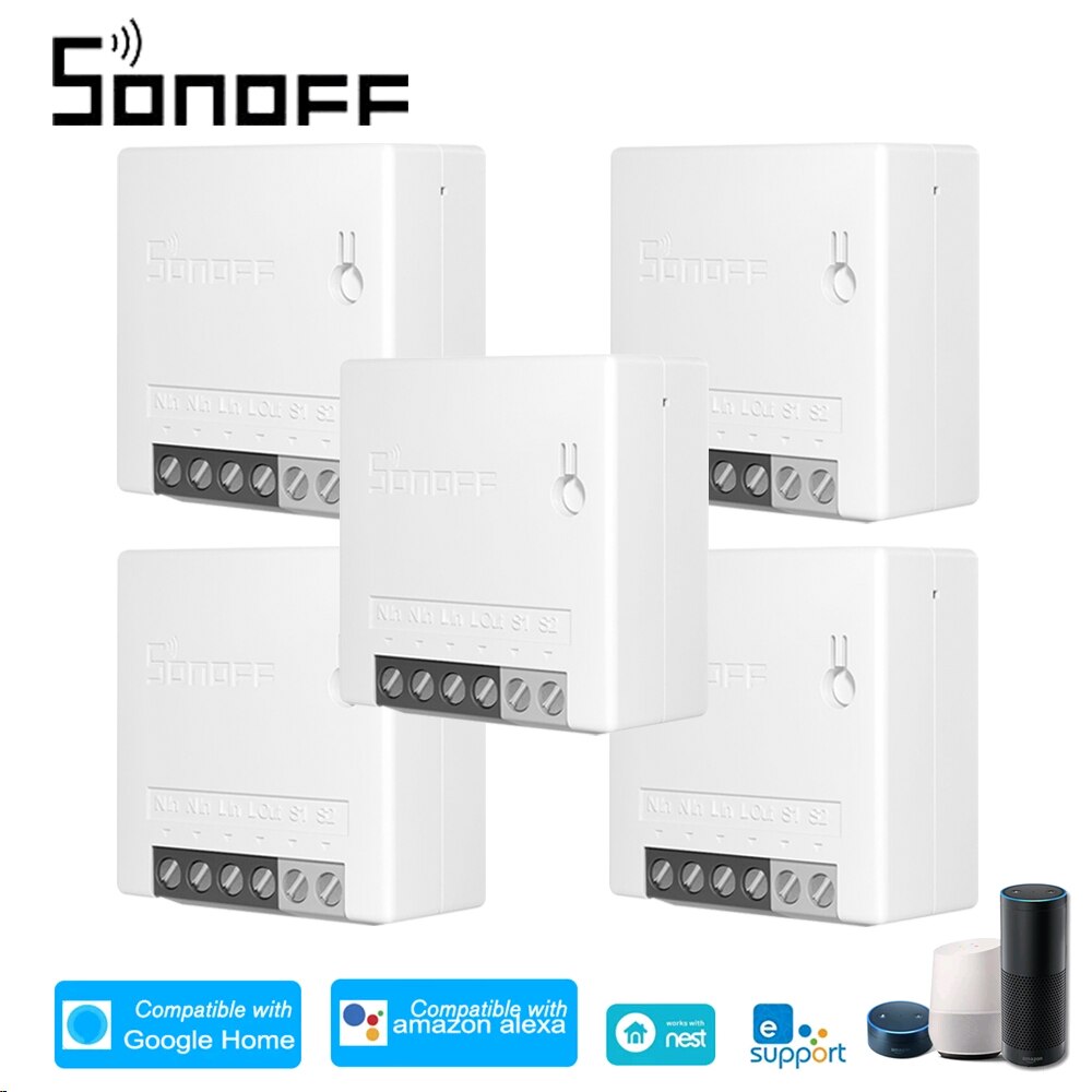 Sonoff Mini R2 Diy Wifi Schakelaar Twee Manier Smart Switch Kleine Body Timer Lichtschakelaar Afstandsbediening Module MINIR2 Voor alexa Google: 5Pcs