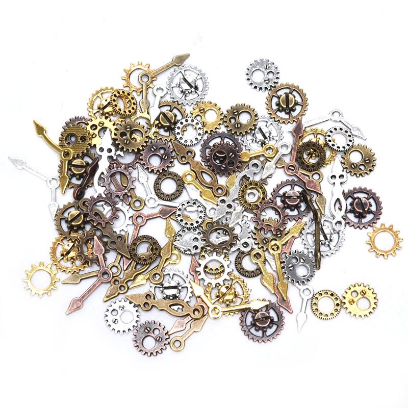 100Pcs/Lot Mixed Gear Cog Vintage Metal Metal Steampunk Pointer Charms Fit Jewelry Pendant Charms Makings