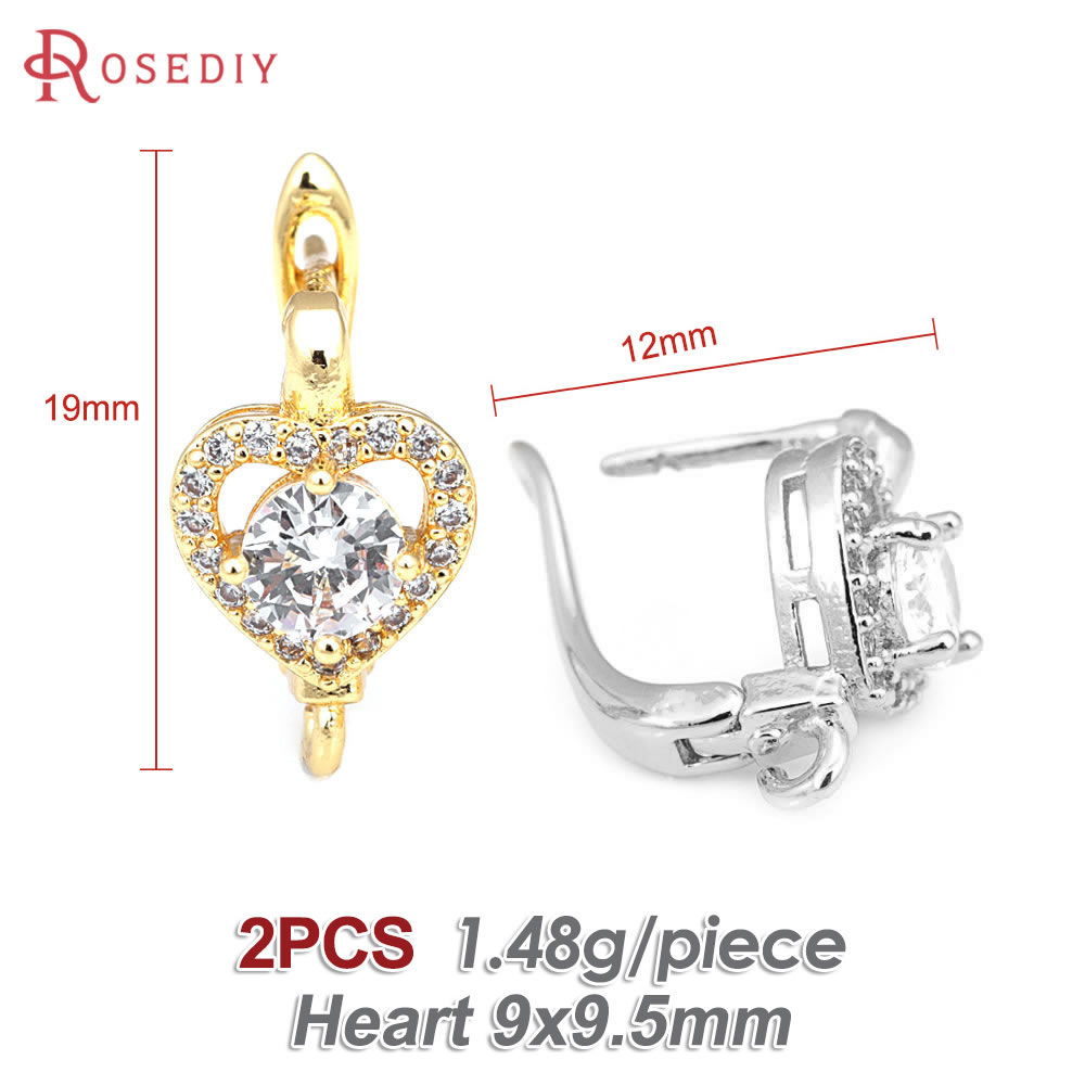 Pasador de latón y circón de Color dorado de 18K para mujer, suministros de fabricación de joyas Diy, accesorios para pendientes