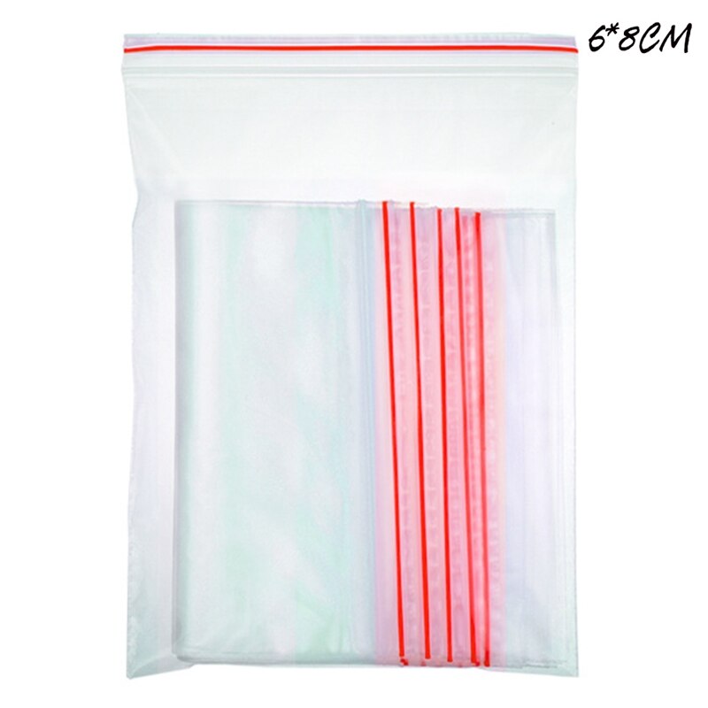 100 pcs/lot sacs d'étanchéité transparents en plastique auto-presse sacs d'emballage refermable fermeture éclair alimentaire divers sacs scellés clairs: 03