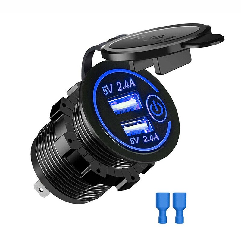 12V Dual Usb Lader Stopcontact Power Auto-oplader Sigarettenaansteker Voor Motorfiets Auto Usb Mobiele Telefoon Oplader