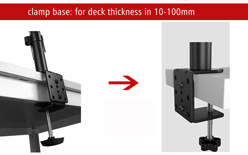 DL-M050 full motion rotate grommet clamp base steel single monitor desk bracket double monitor desktop support