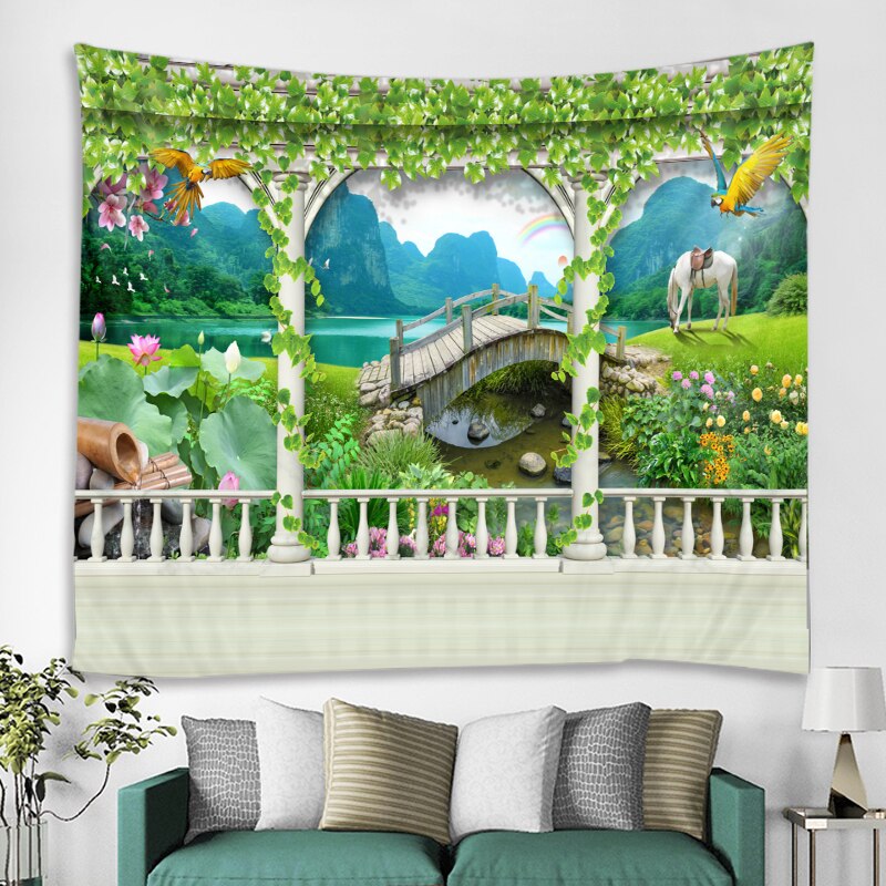 Beautiful tapestry 3d digital printing landscape tapestry hippie tapestry living room bedroom home decoration tapestry