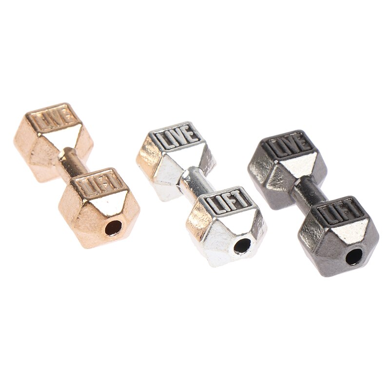 2Pcs 1/12 Dollhouse Miniature Barbell Dumbbells Fitness Weights Gym Model Toys 20*7mm