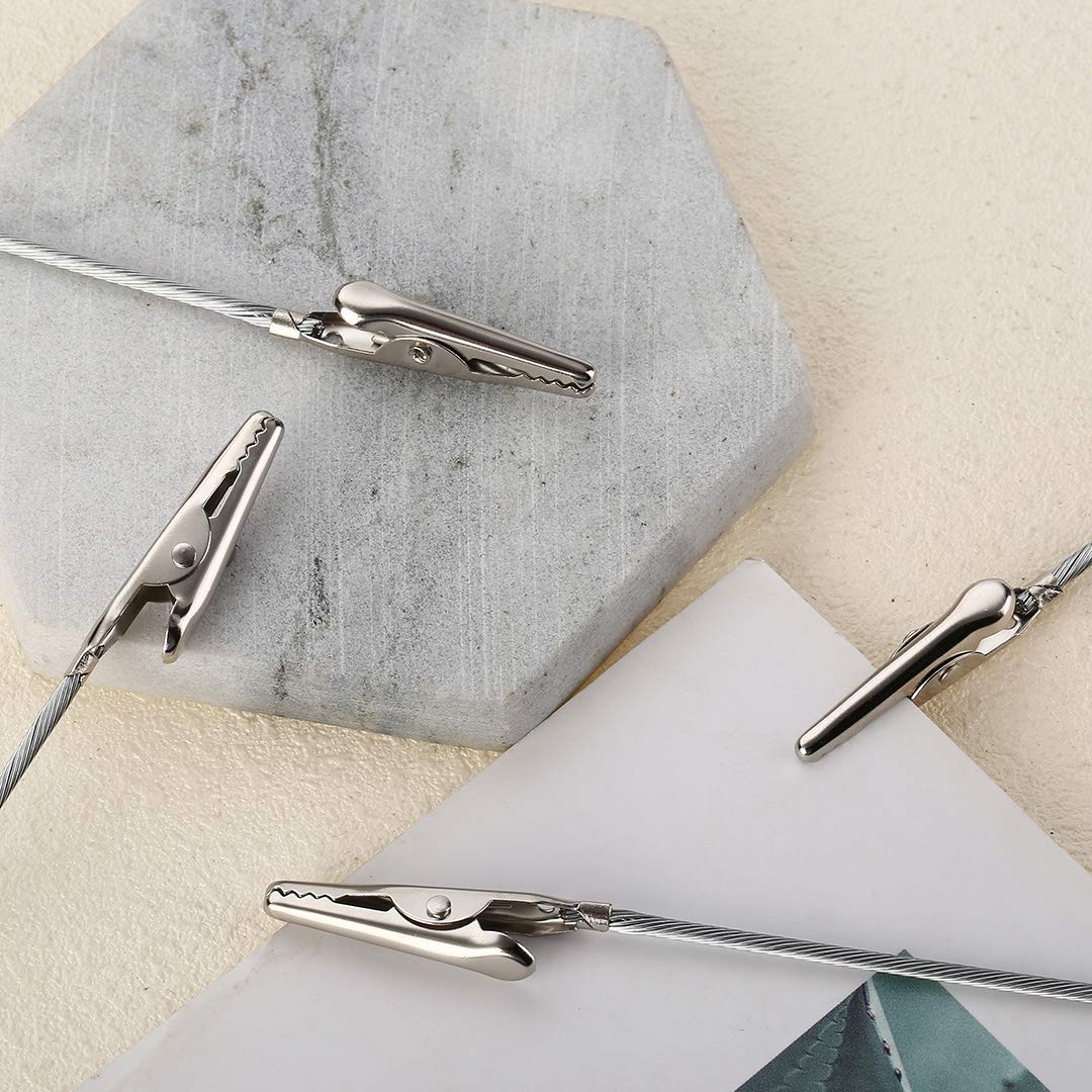 10 x krokodillenklemmen van metaal met draadsteel, alligatorklemmen voor memokaarthouders