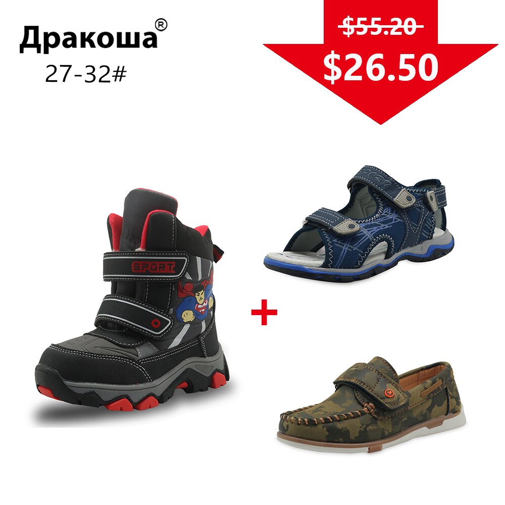 Paquete al azar APAKOWA, 3 pares de zapatos para niños, botas de chico de invierno, zapatos casuales, sandalias de Color, enviadas al azar para un paquete, talla Europea 27-32