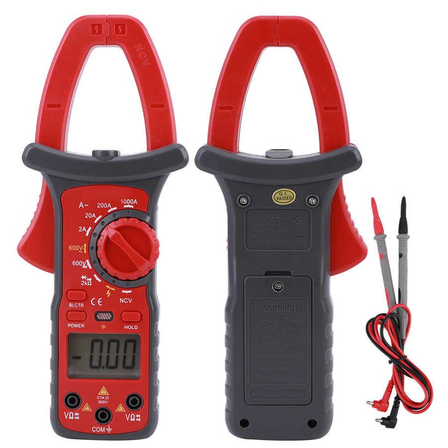 Digital Clamp Multimeter Accurate Ammeter Meter Electrician Repair Tool AC 1000A 9V