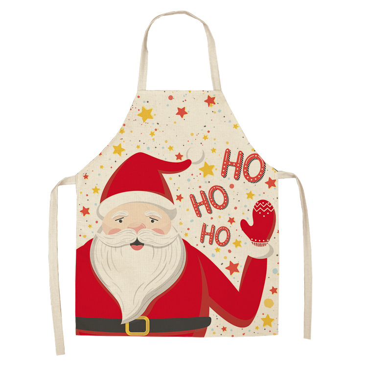 Christmas Printed Women Kitchen Aprons Waterproof Cooking oil-proof Cotton Linen Antifouling Chef Apron man kid aprons: S / VIOLET/紫罗兰