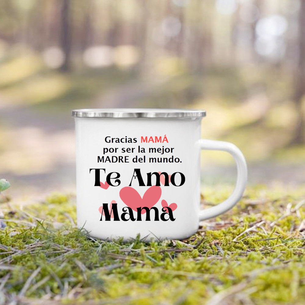 Taza con estampado de la mejor mamá del mundo, tazas de café creativas, bebidas, leche, taza con asa, taza esmaltada para acampar, de cumpleaños para el día de la madre para mamá: Morado