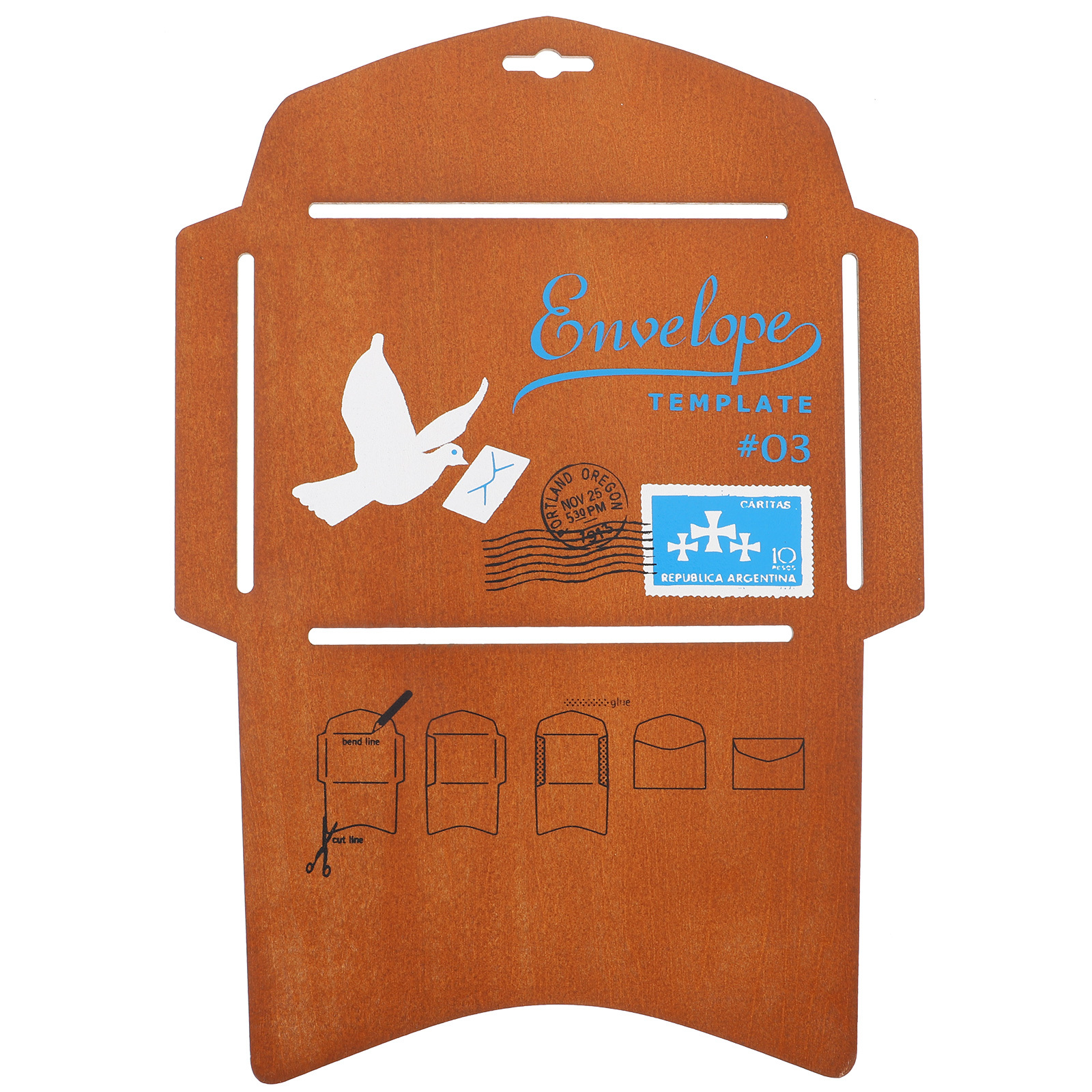 Wooden Envelope Maker Stencil Durable DIY Tool for Greeting Cards Invitation Letters Packaging Template Stencil
