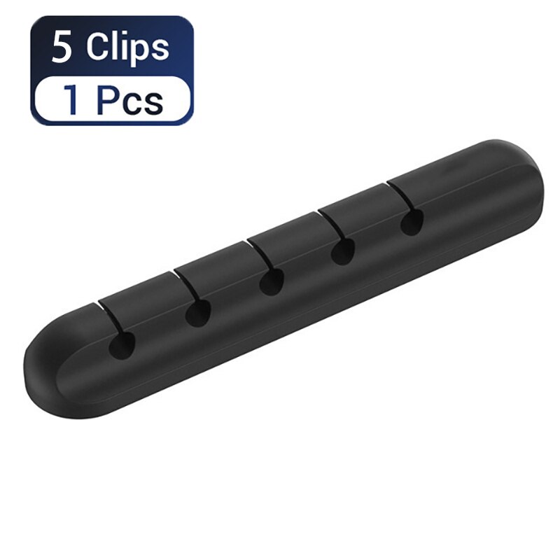 Kabel silikonowy Organizer do słuchawek słuchawka mysz ładowarka kabel USB biurko Winder elastyczny kabel do zarządzania kabel z zaciskami uchwyt: 5 clips