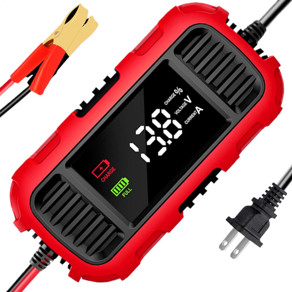 Motoracculader 12V Automotive motorfietslader Druppellader voor motorfiets Slimme auto-acculader met: Rood