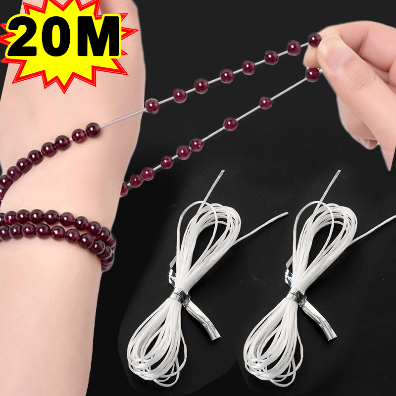 Cordones de cuentas elásticas blancas para fabricación de joyería, hilo de cuentas de látex DIY para pulsera, collar, tobillera, cuerda de línea de goma de alta elasticidad