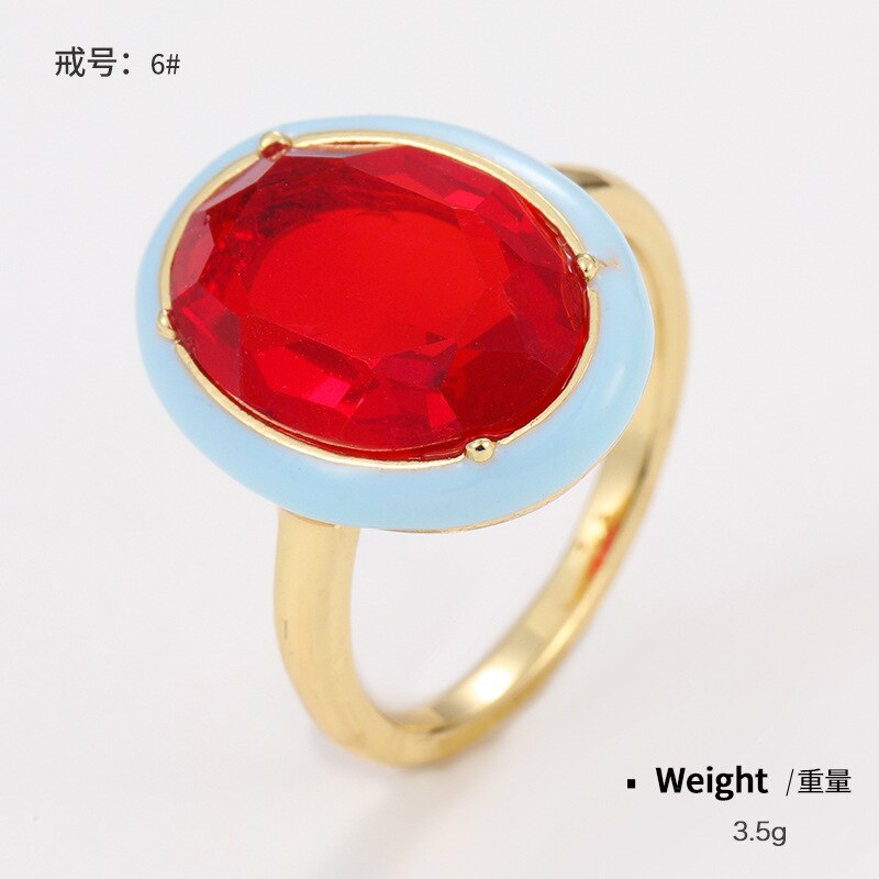 Onregelmatige Geometrische Vierkante Ronde Kleurrijke Crystal Rhinestone Zirkoon Druipend Olie Vinger Ring Voor Vrouwen Bruiloft Sieraden: 2